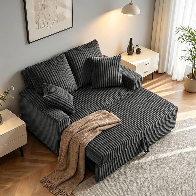 3-in-1 Corduroy Loveseat Sofa Bed