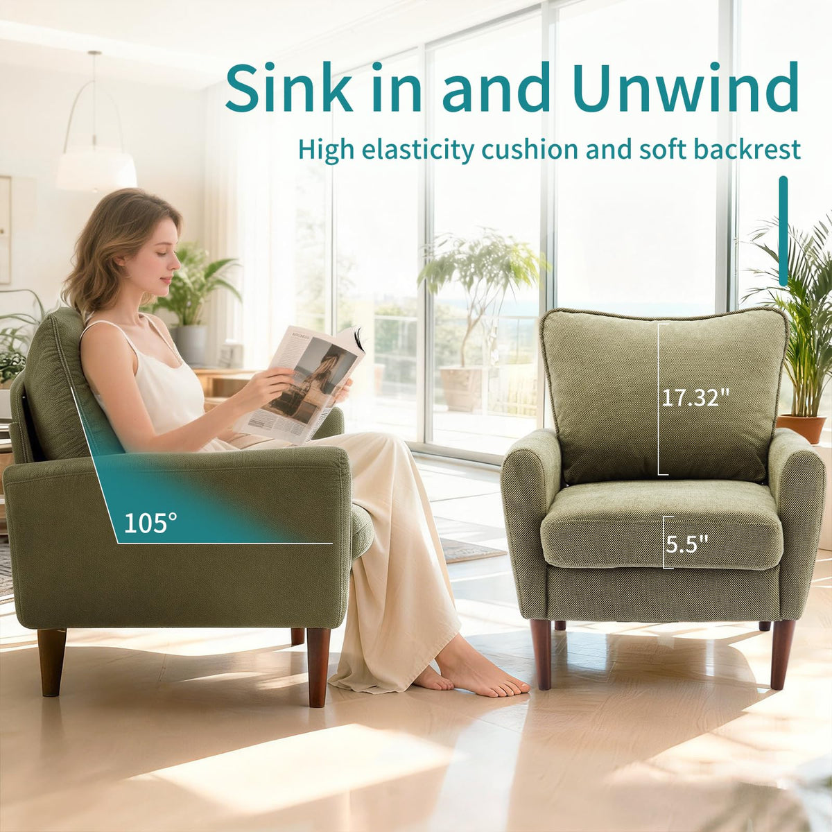 OLIXIS Comfy Accent Chair for Living Room, Bedroom, Dorm and Waiting Room