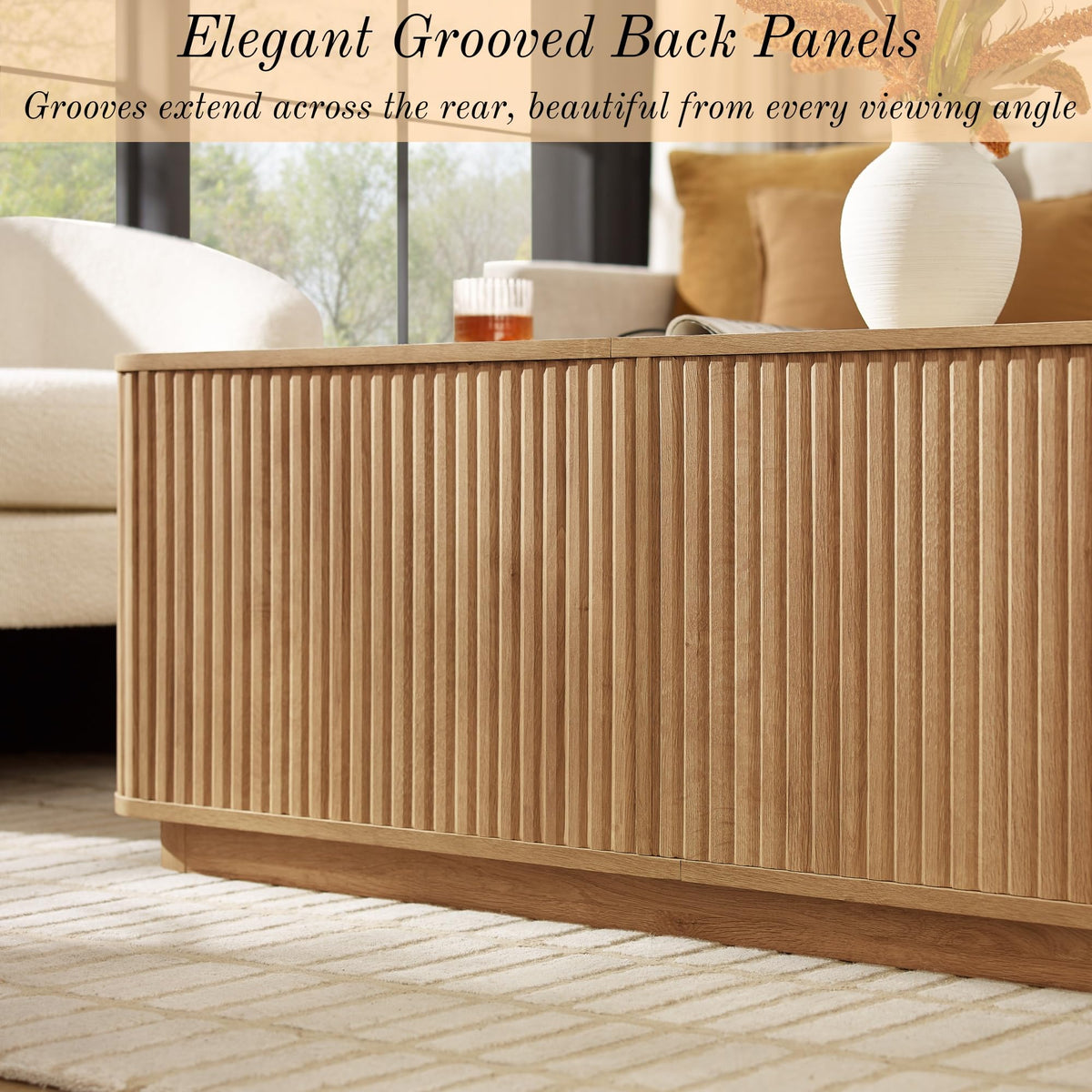 Fluted Coffee Table with Drawers
