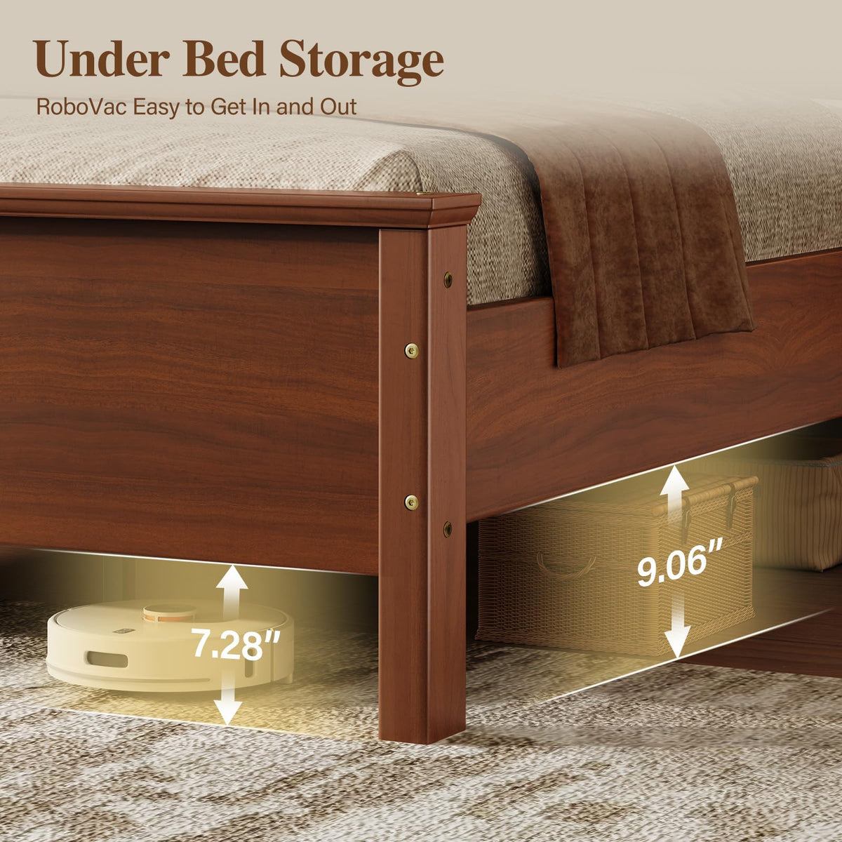 Queen Wood LED Platform Bed