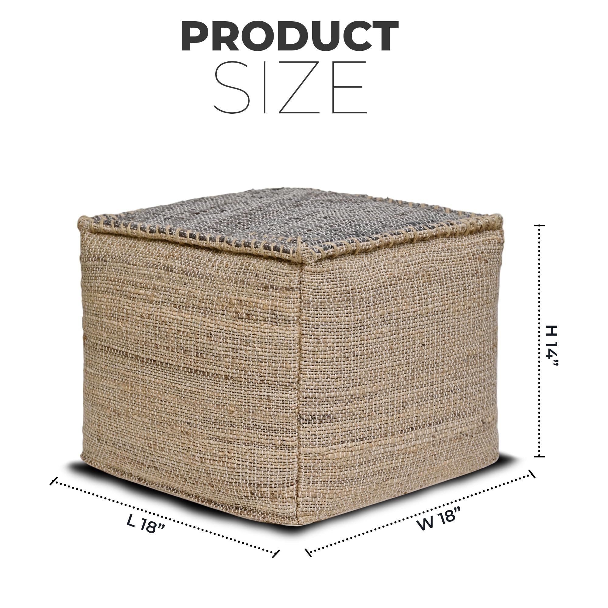 Jute Cotton Pouf Ottoman
