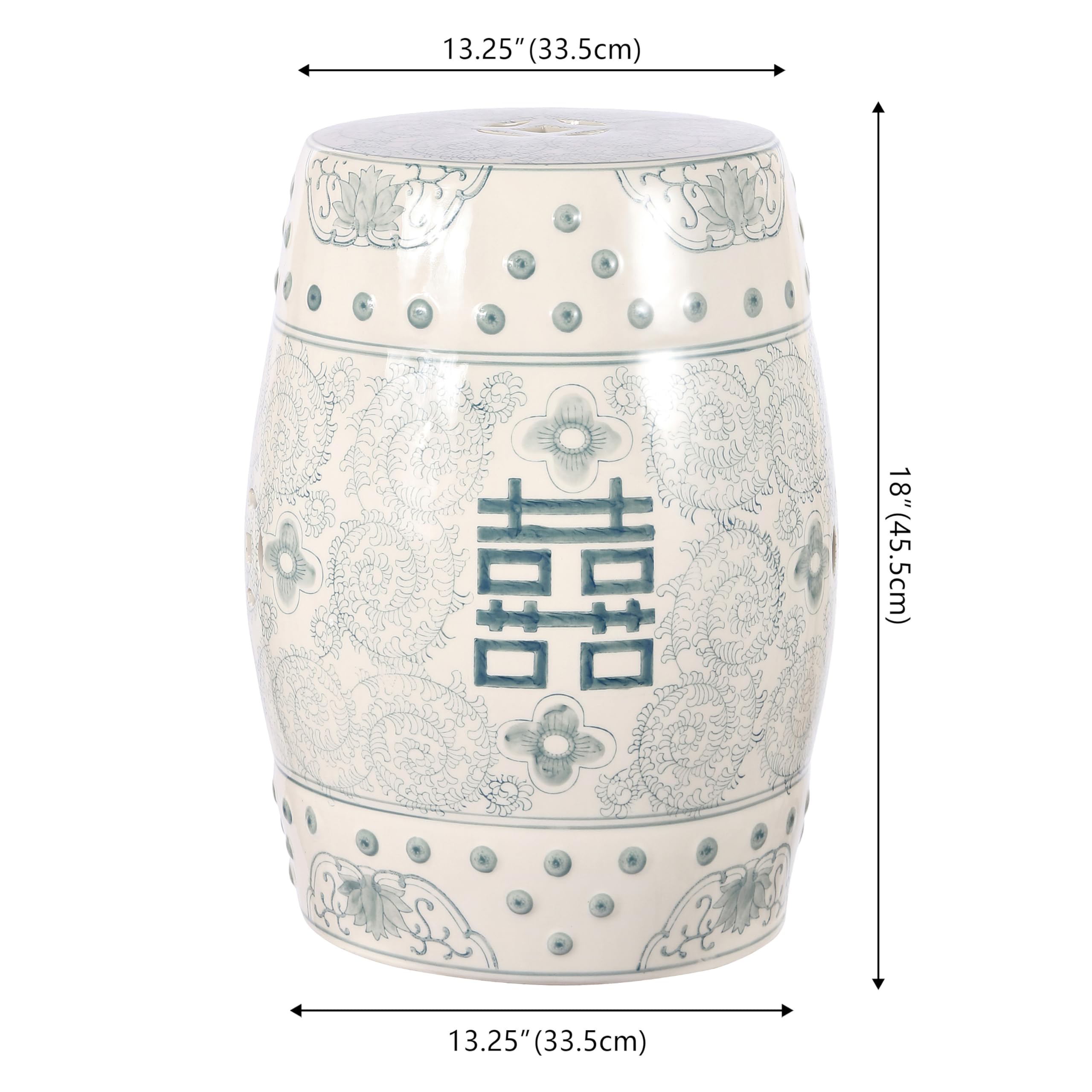 Chinoiserie Ceramic Drum Garden Stool – Double Happiness