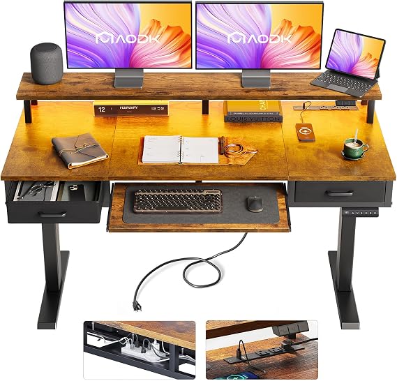 Electric Standing Desk with Drawers