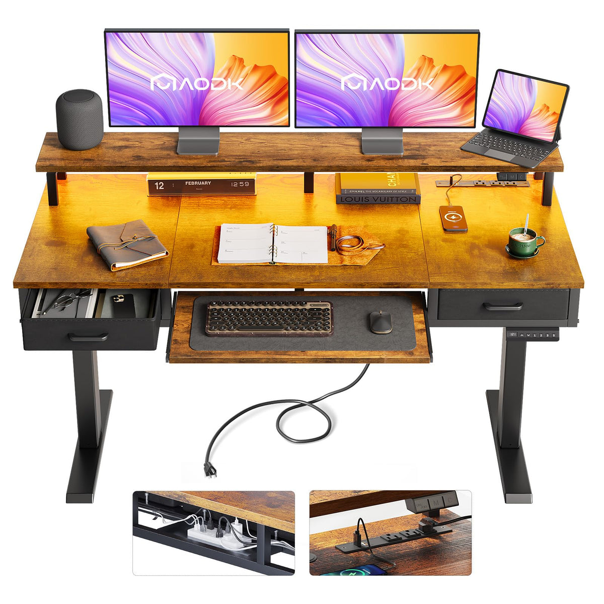 Electric Standing Desk with Drawers