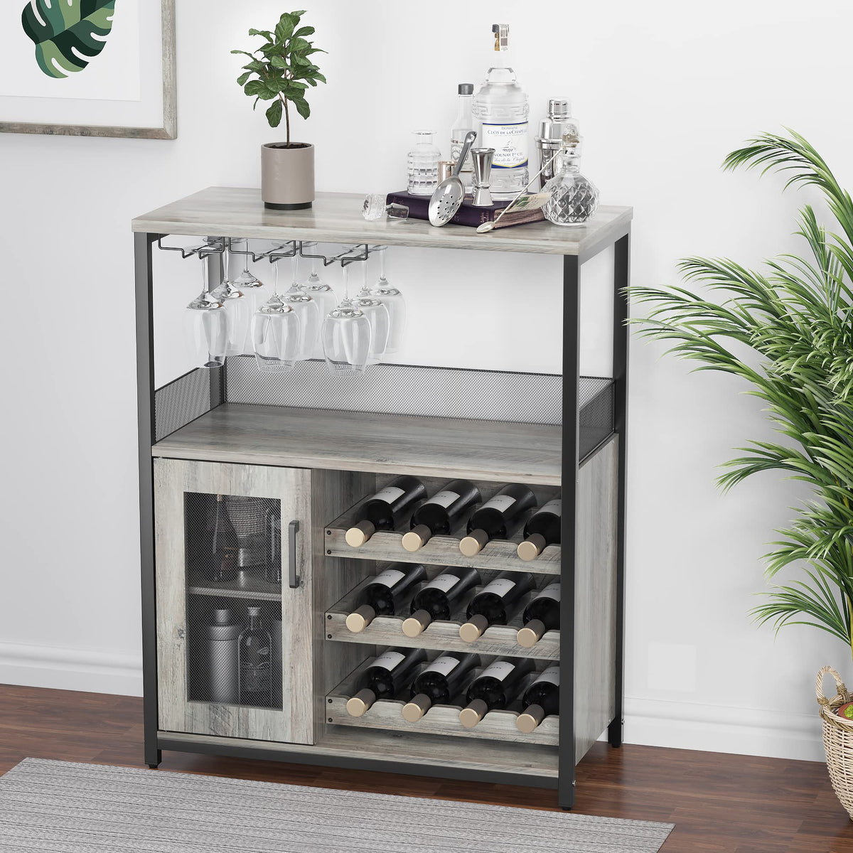 Wine Bar Cabinet with Glass Holder