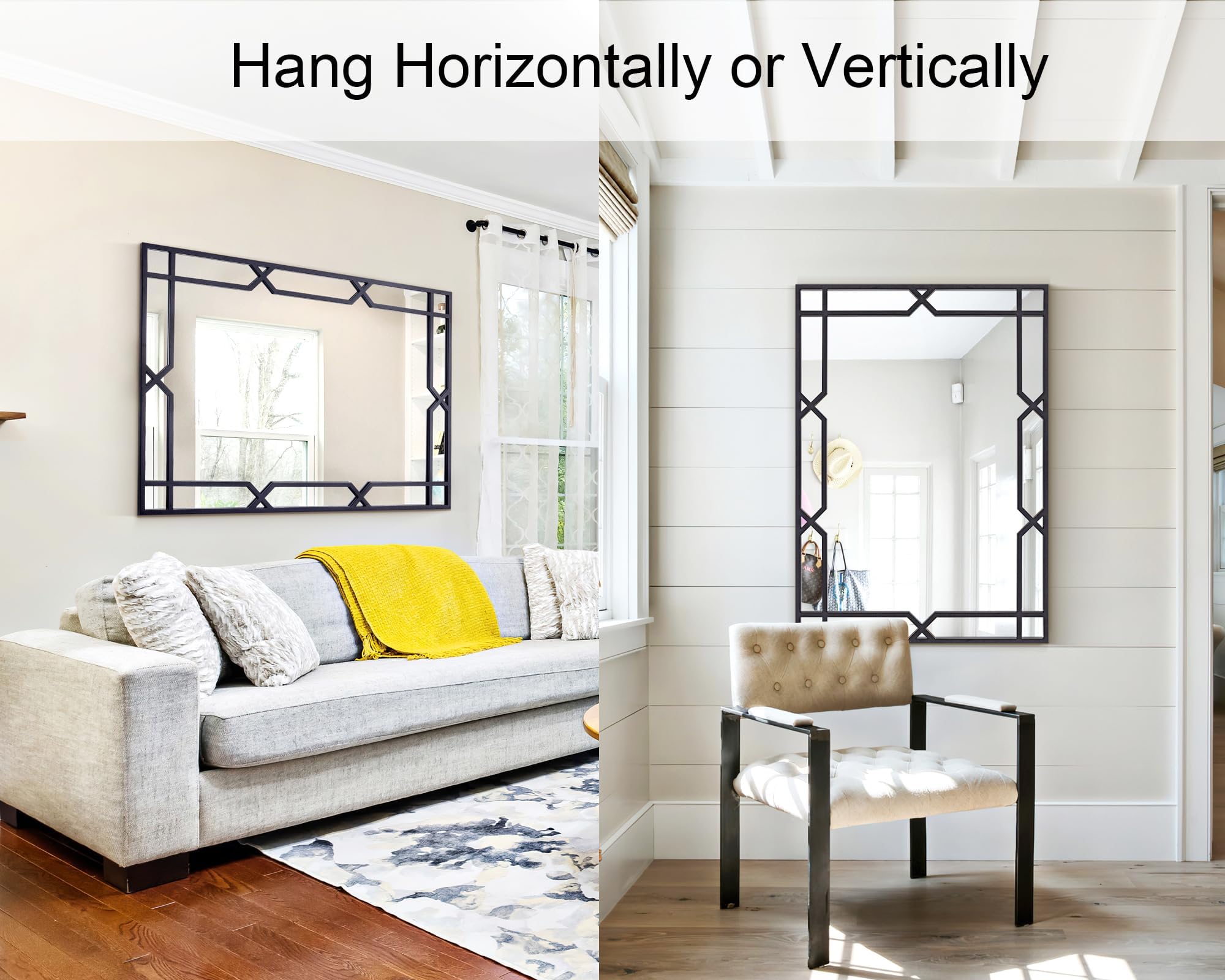 Large Rectangle Wall Mirror – Black Metal Frame