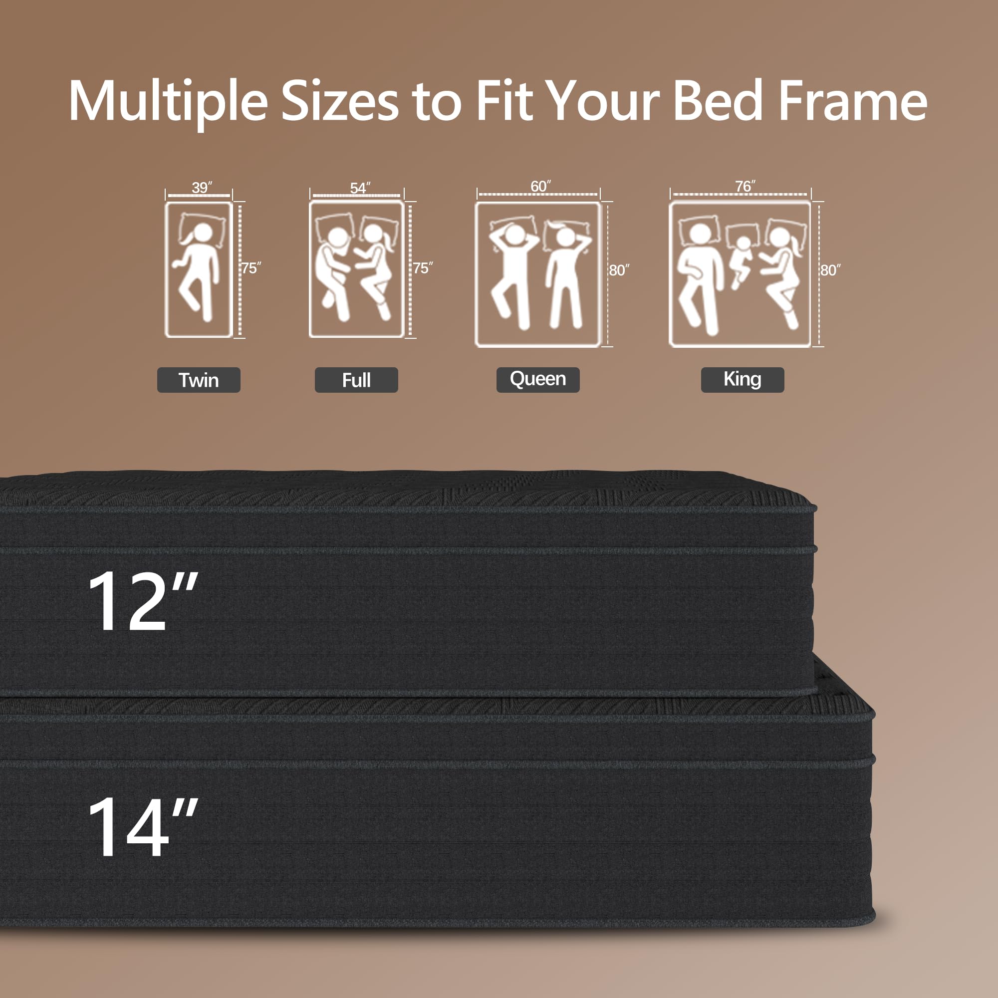 Zhihuvg Queen Size Mattress 14 Inch,Hybrid Mattress in a Box with Individual Pocket Spring,Gel Memory Foam Queen Mattress,Breathable Supportive and Pressure Relief for Cool Night,Medium Firm
