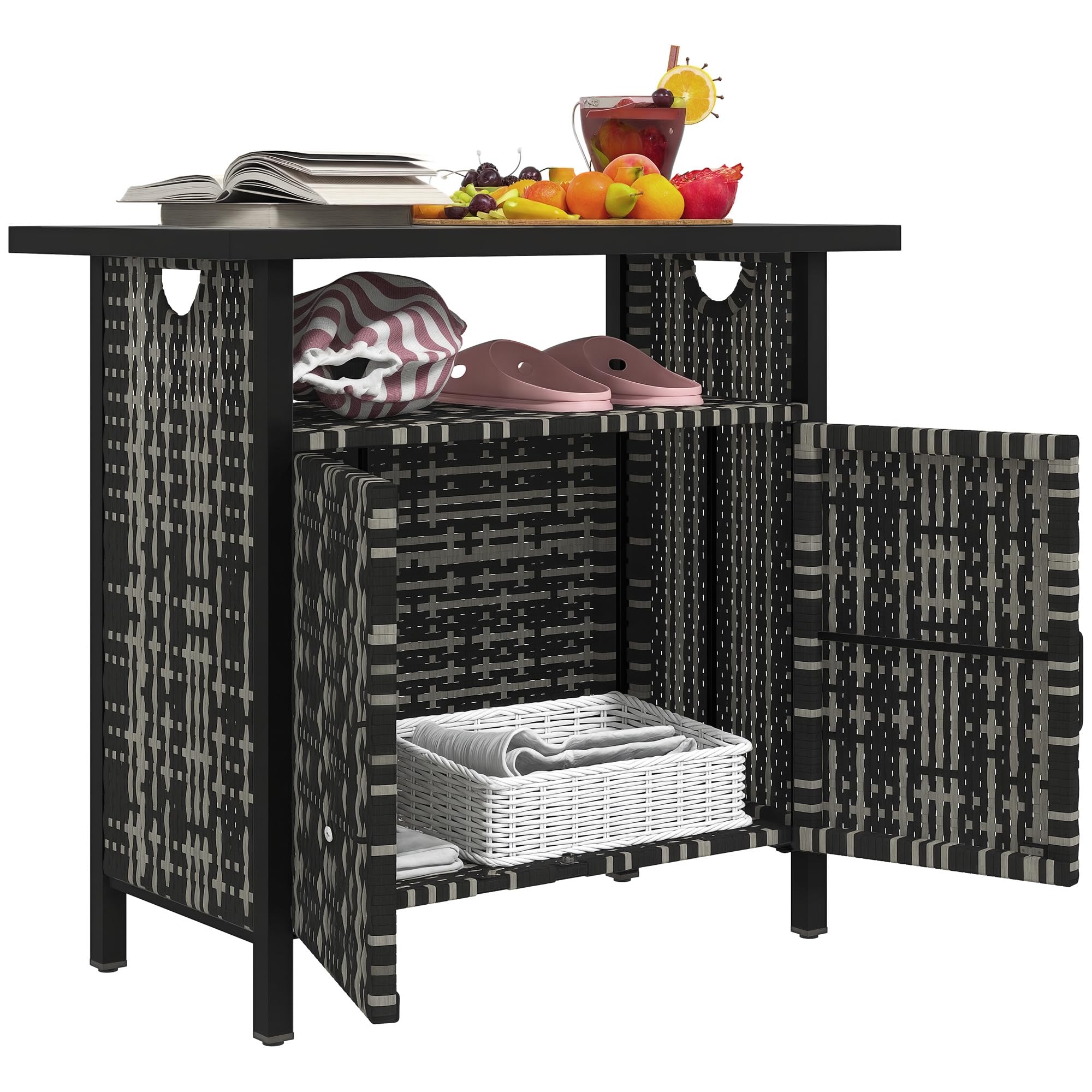 Outdoor Pool Towel Storage Cabinet with Shelf