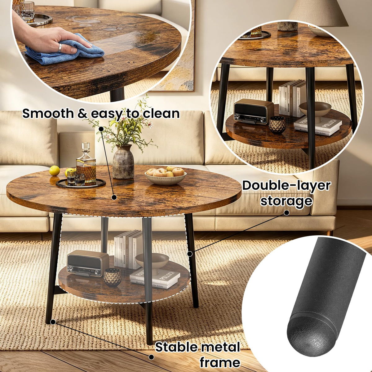 AWQM Coffee Table, Coffee Table Set of 3, Coffee Tables for Living Room