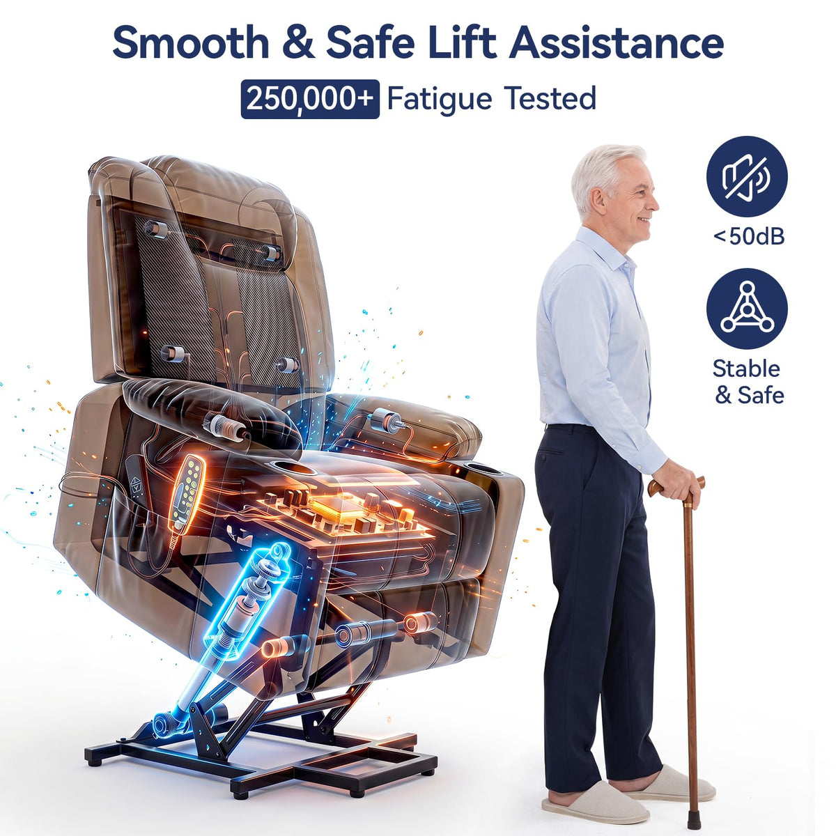 Brage Living Power Lift Recliner Chair for Elderly with Heat and Massage