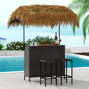 Outdoor Tiki Bar Set with 2 Stools