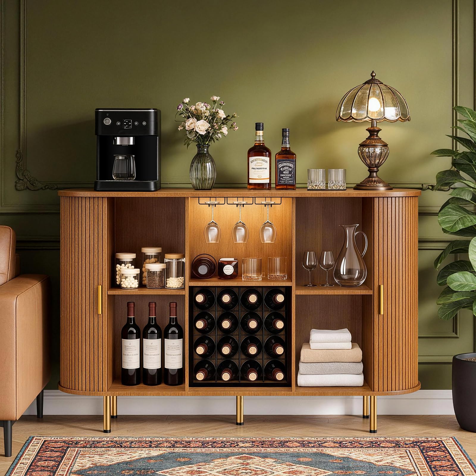 55" Wine Bar Cabinet with LED Lights