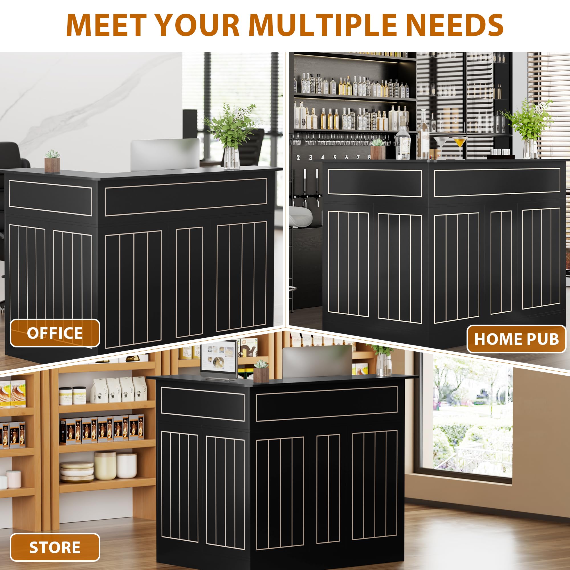 L-Shaped Corner Bar Cabinet with Power Outlet