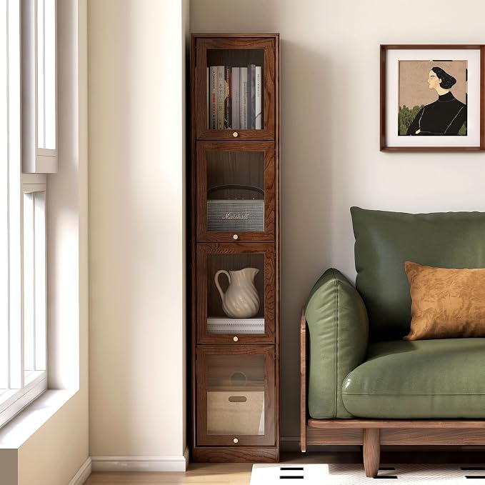 Narrow Solid Oak Bookcase