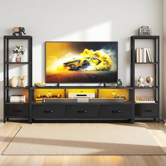 LED TV Stand with Bookshelves