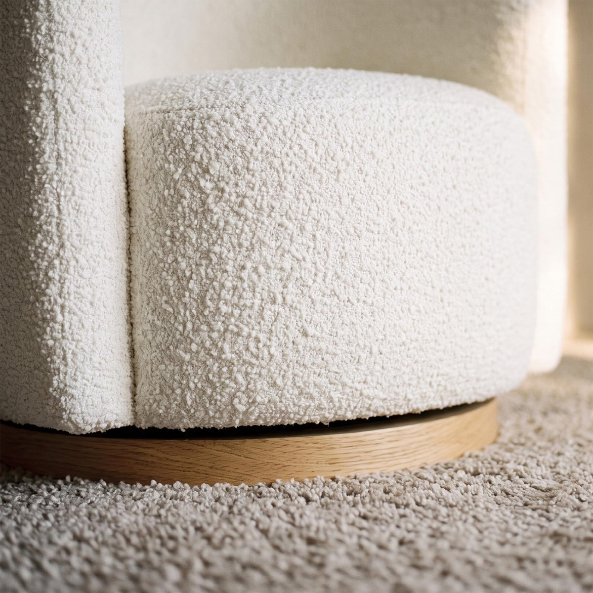 Oversized Cream Swivel Barrel Chair