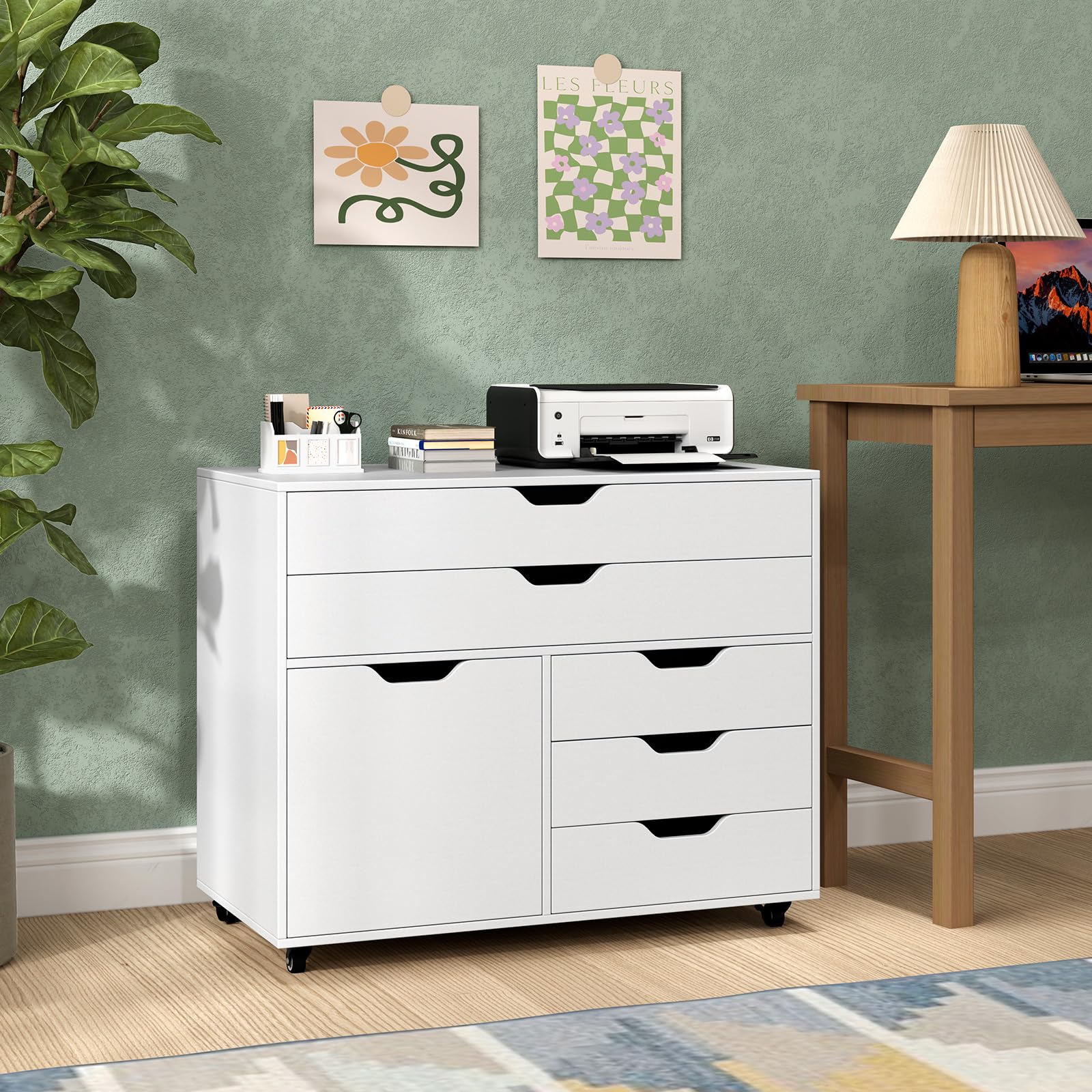 Rolling 5-Drawer File Cabinet with Wheels