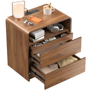 Walnut Nightstand with Hidden Drawer & Charging Station