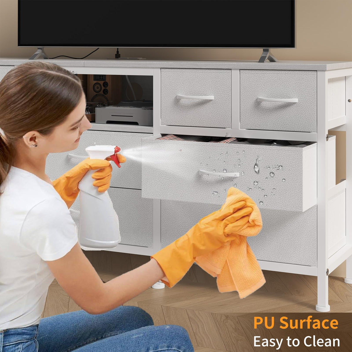 10-Drawer LED Dresser TV Stand
