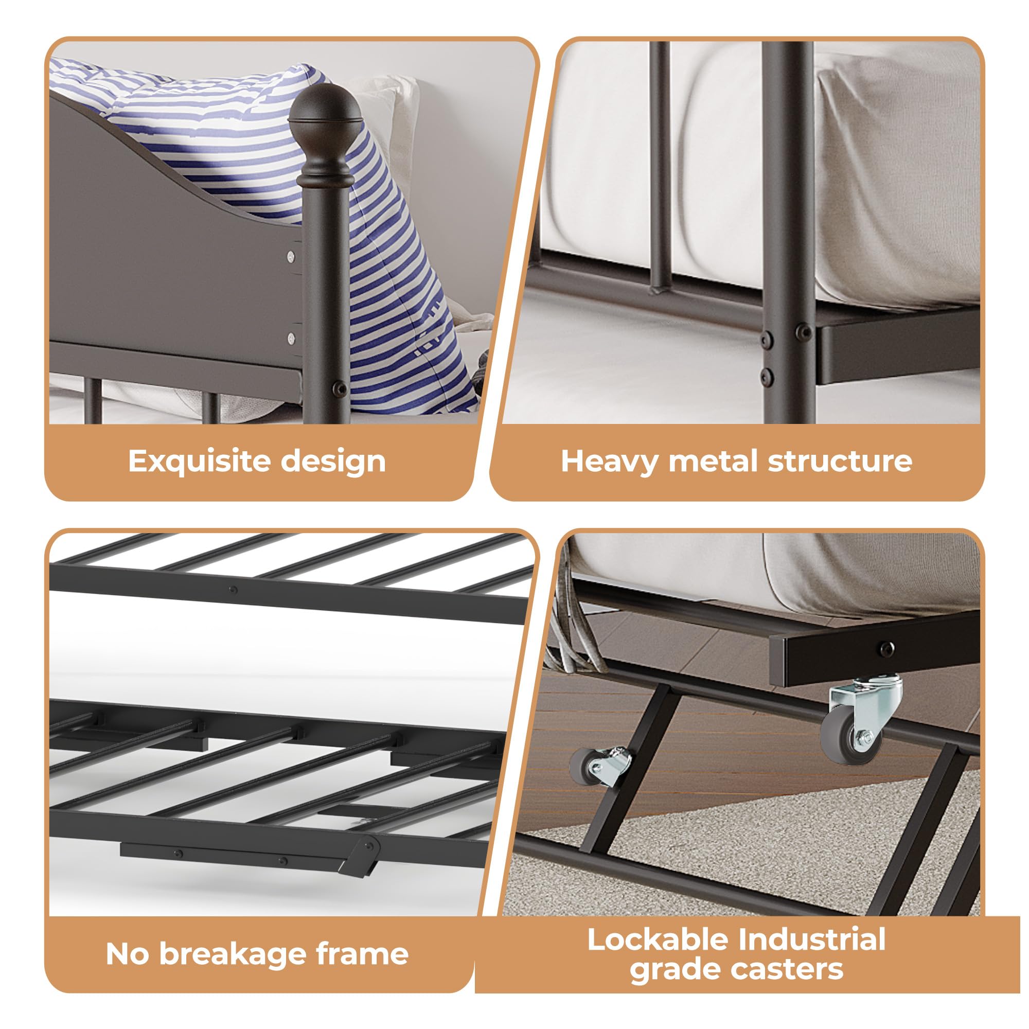 Twin Metal Daybed with Pop-Up Trundle