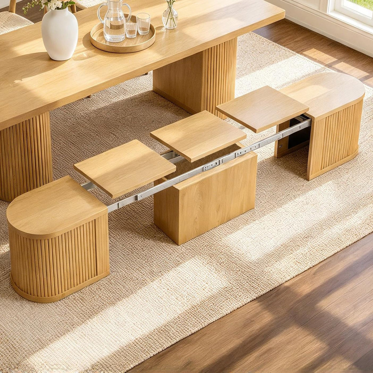 41-95 Inch Long Extendable Dining Bench, Oval Dining Room Bench Seat