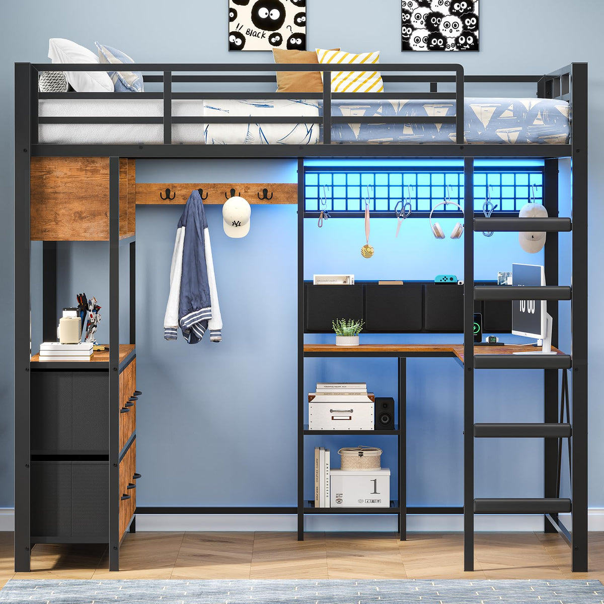 Full Loft Bed with Desk and Storage