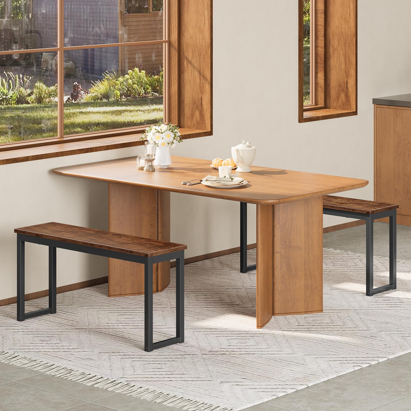 Industrial Dining Benches Set of 2