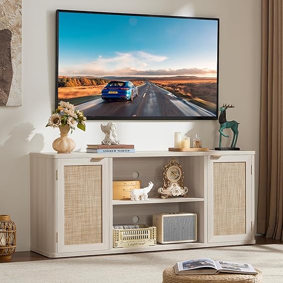 Rattan TV Stand with Storage