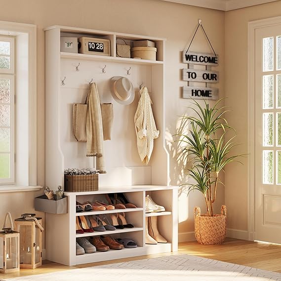 3-in-1 Entryway Hall Tree with Bench & Storage