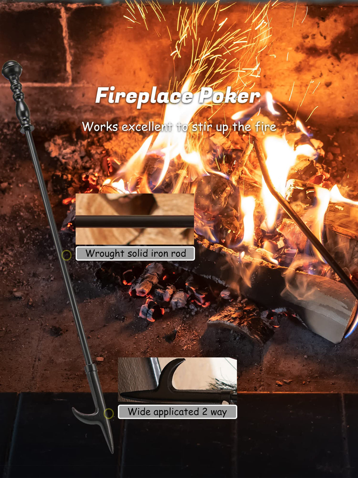 Retro Handle Fireplace Tool Set