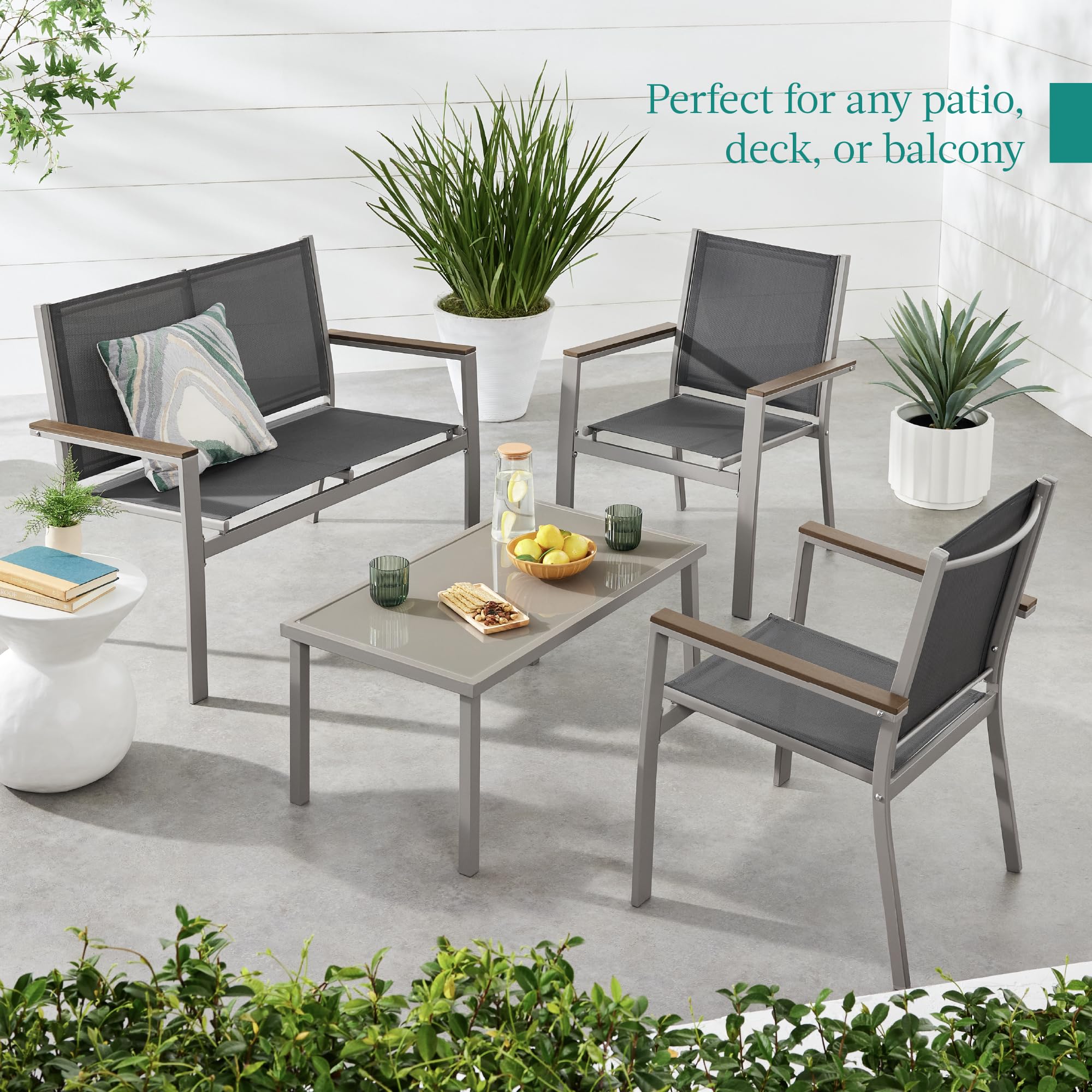 4-Piece Outdoor Textilene Patio Conversation Set