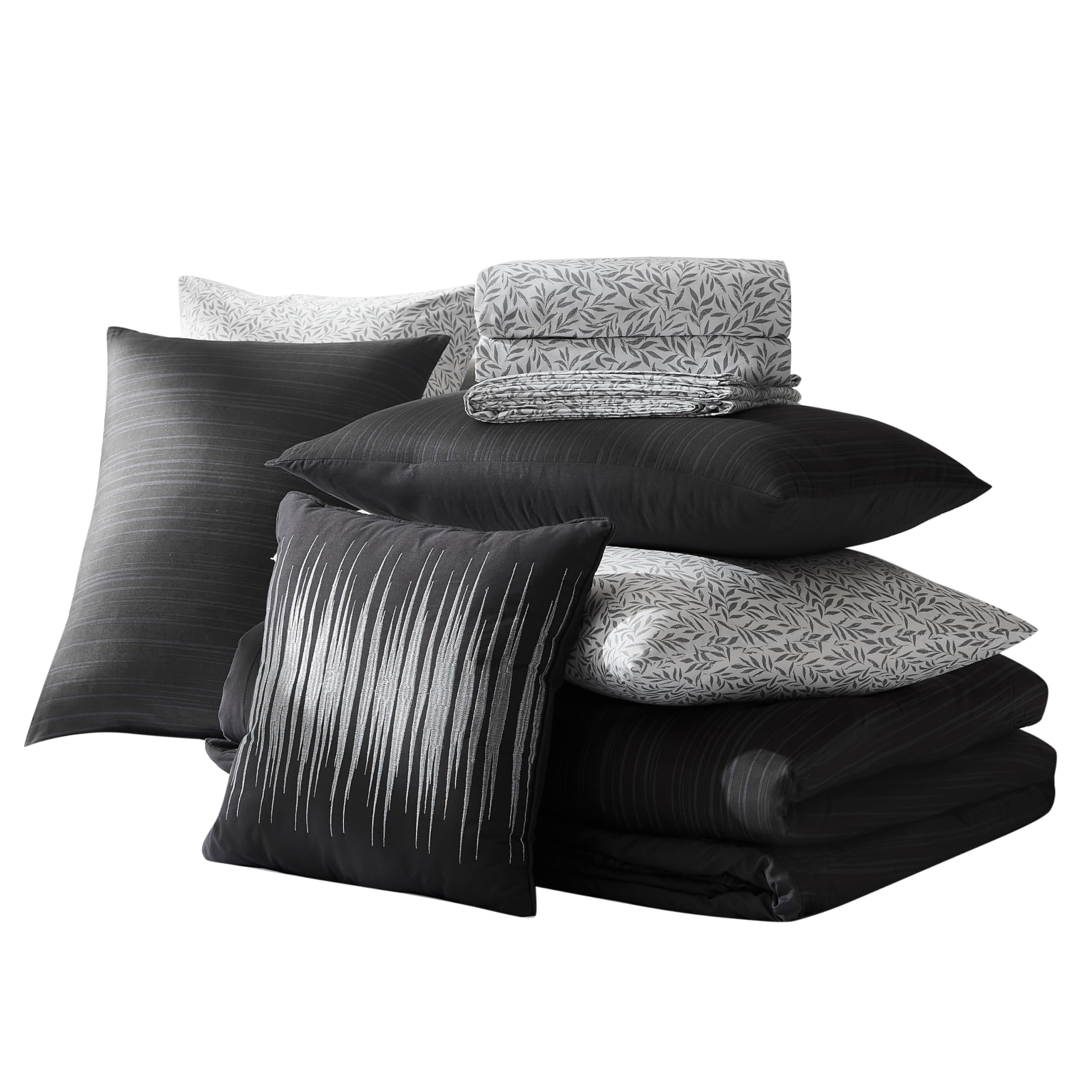 Nine West Lena Comforter Set 8-Piece Bed in a Bag, Queen Complete Bedding Set