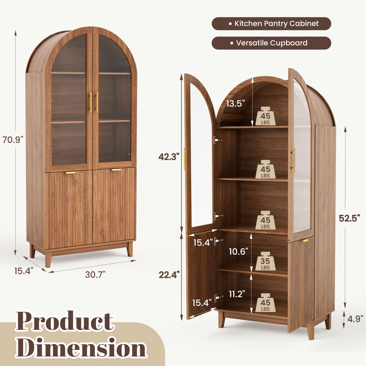 Arched Glass Door Cabinet