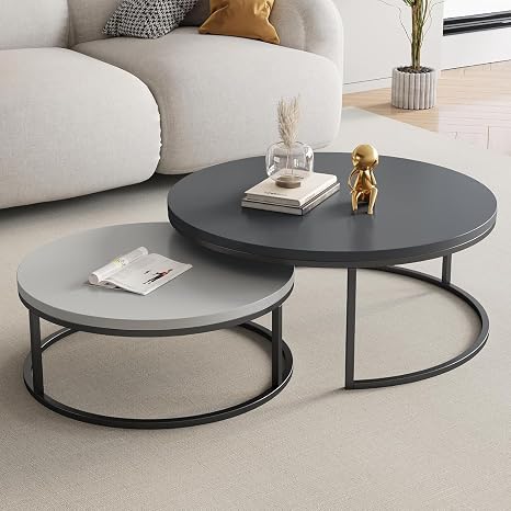 2-Piece Round Nesting Coffee Table Set