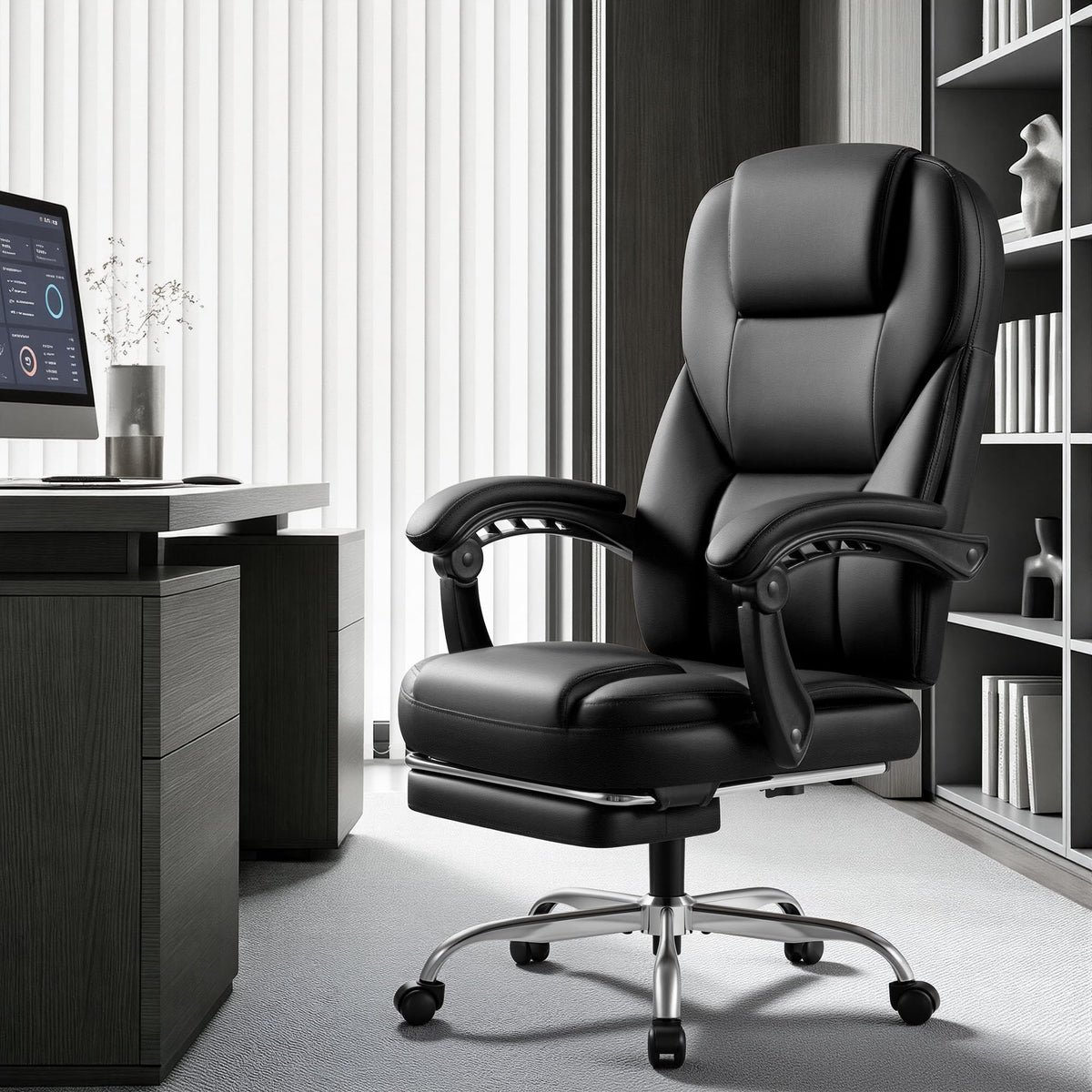 Reclining Massage Office Chair with Footrest