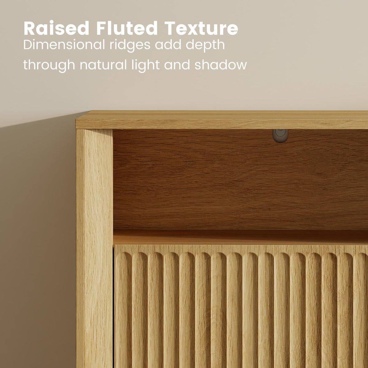 Fluted TV Stand with LED Lights