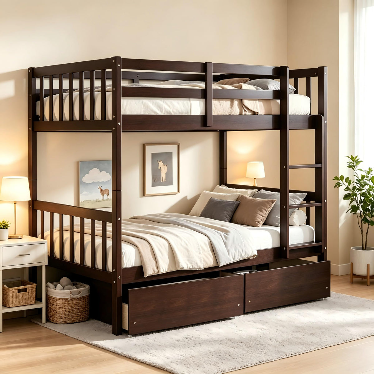 Twin Bunk Bed with Storage Drawers