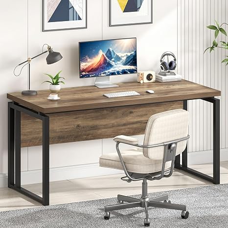 Modern Computer Desk with Back Panel – 53"