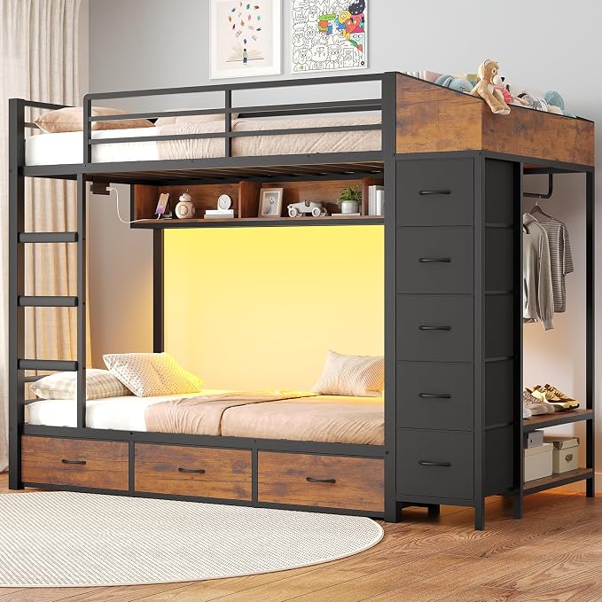 Twin Bunk Bed with Desk & Storage