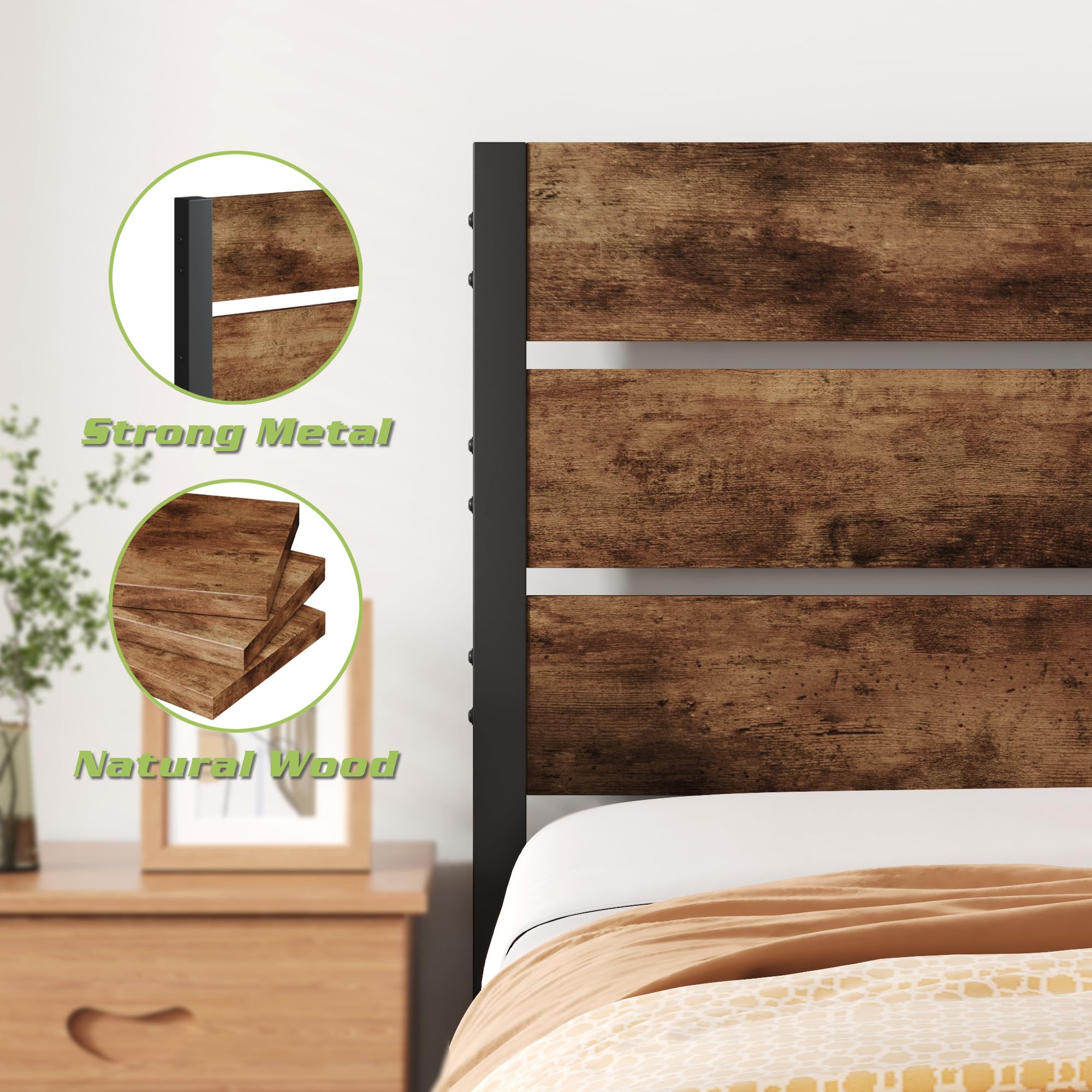 Queen Metal Bed Frame with Headboard & Footboard