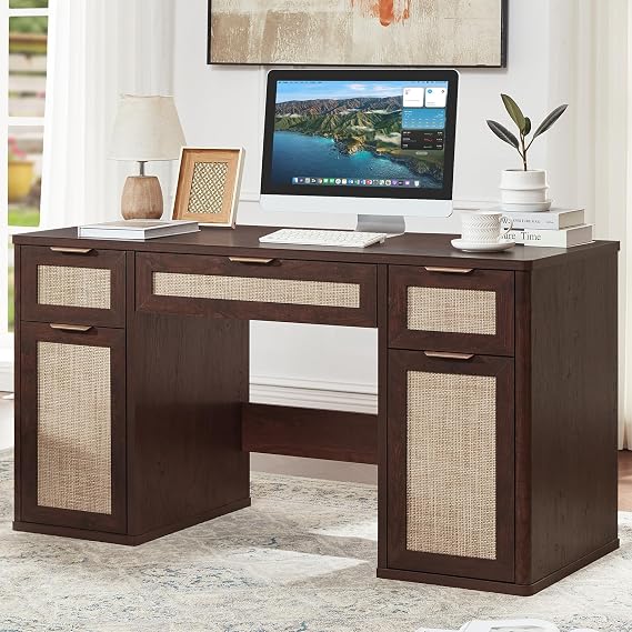 Rattan-Style Storage Desk
