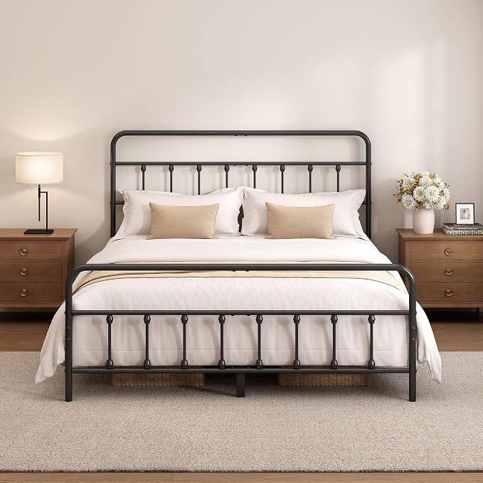 Metal Bed Frame with Headboard and Footboard