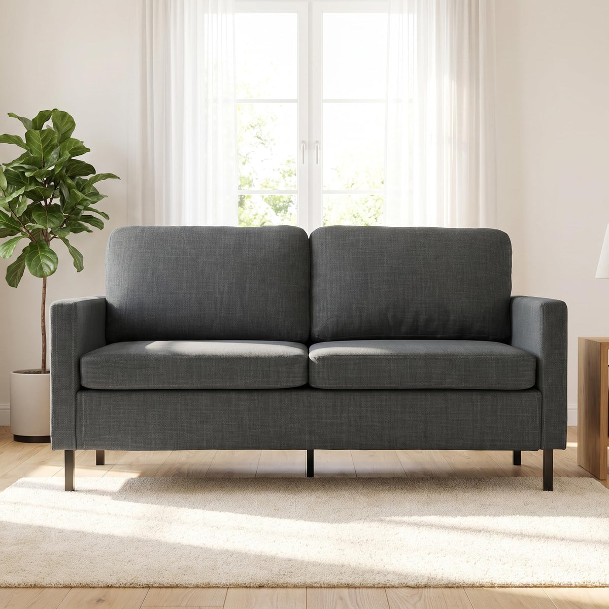 Compact Linen-Cotton Loveseat