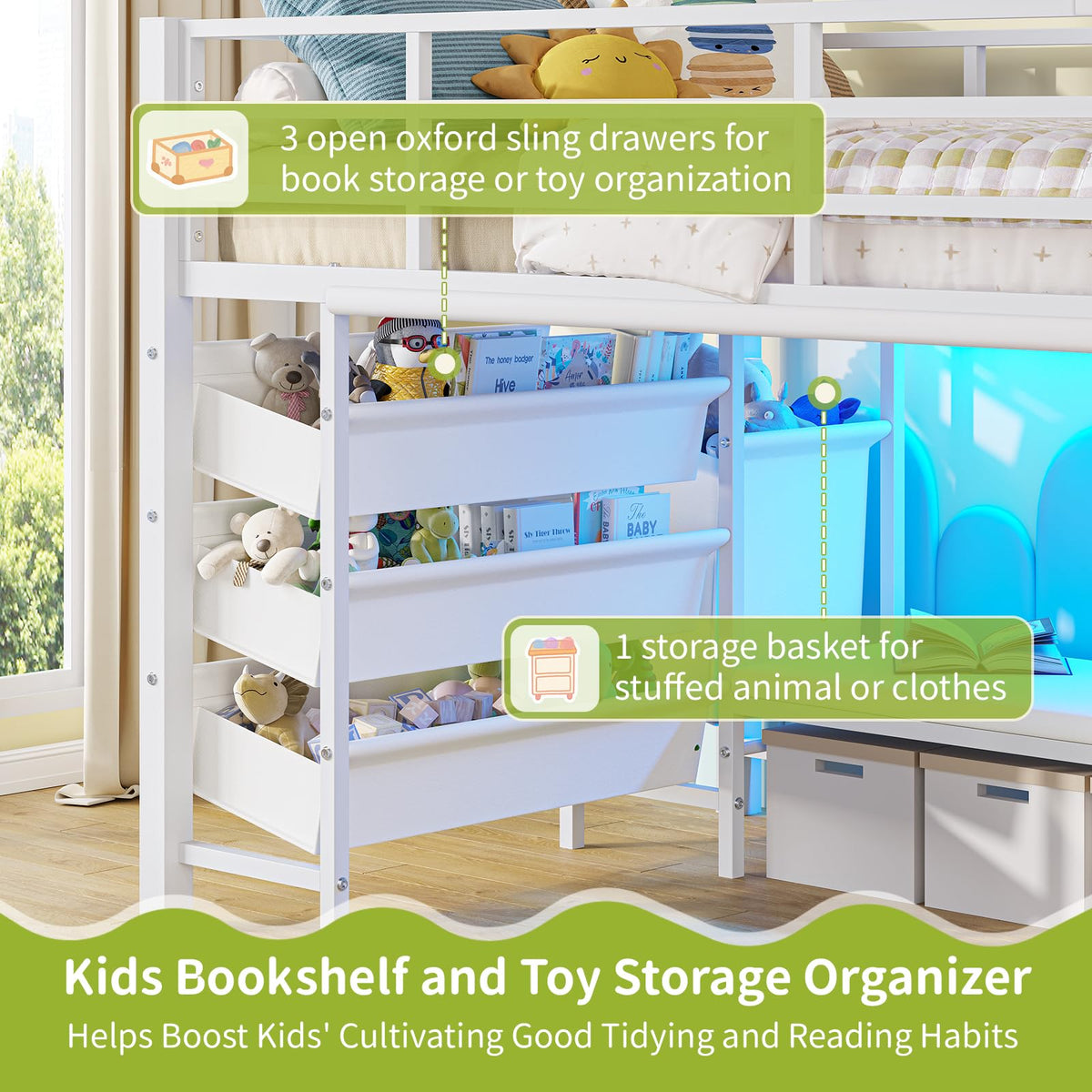 Twin Low Loft Bed with Storage