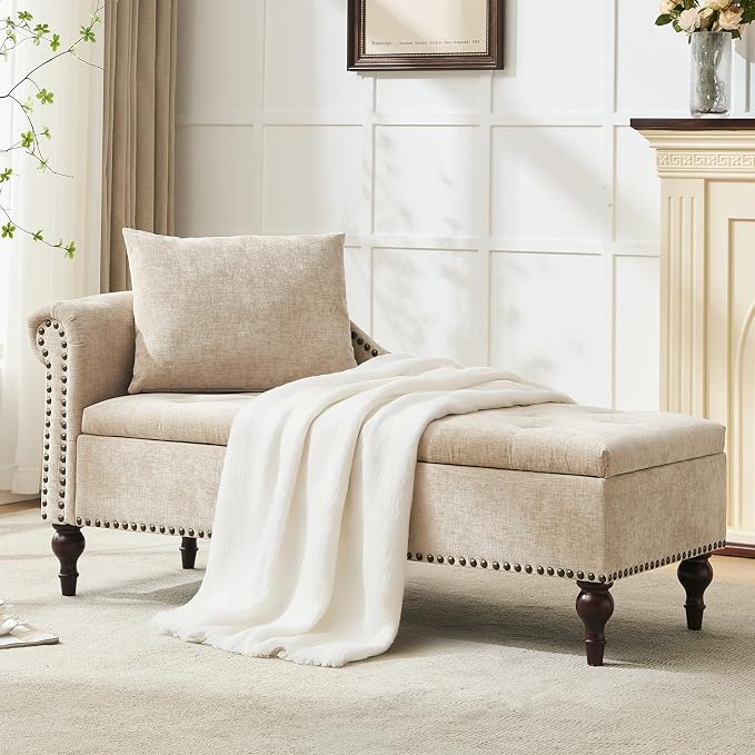 Velvet Storage Chaise Lounge