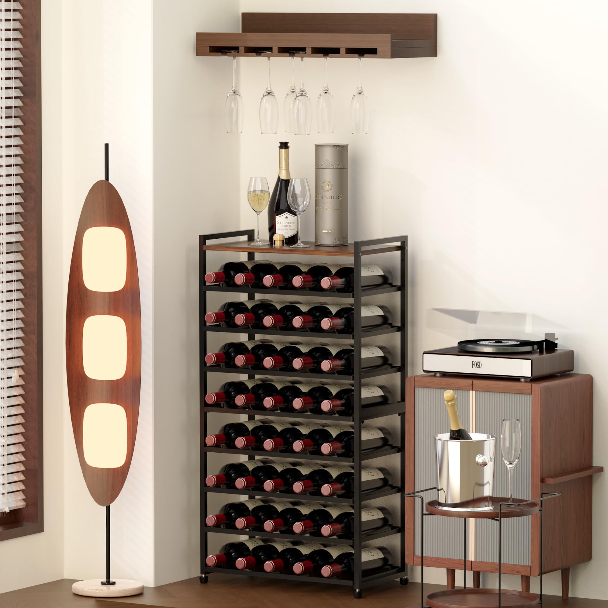 9-Tier Freestanding Wine Rack – 40 Bottle Floor Stand