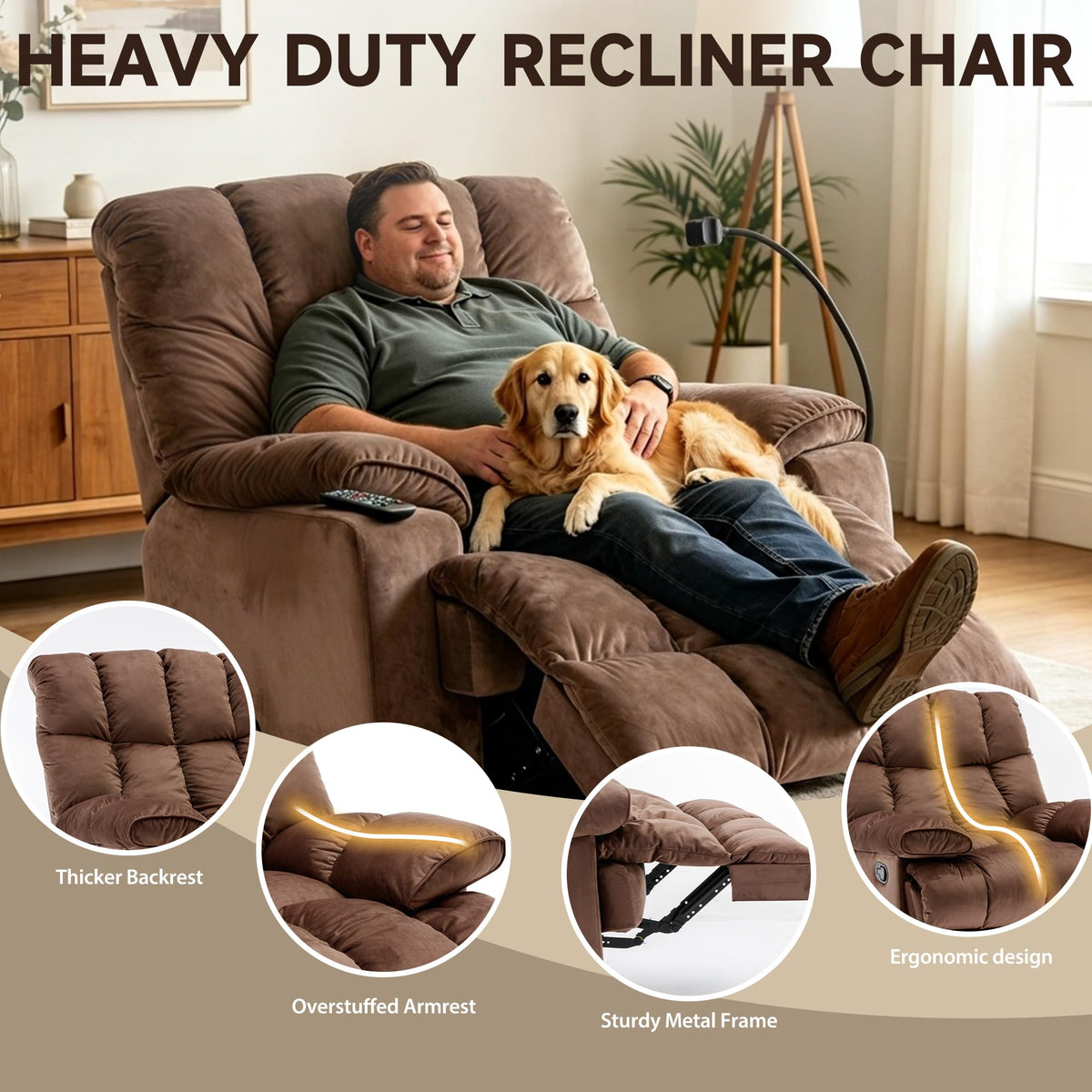 Oversized Velvet Recliner Chair