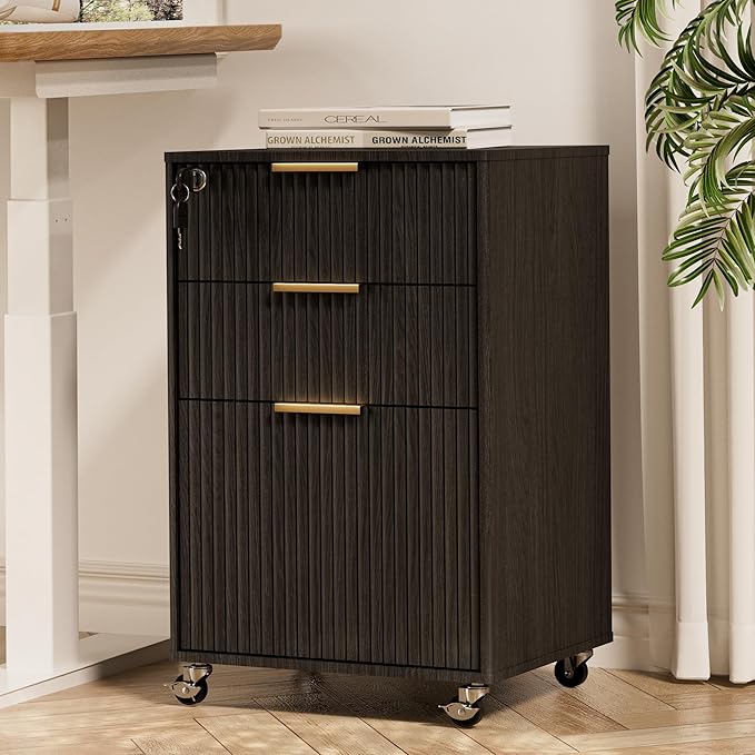 3-Drawer Locking Mobile File Cabinet with Wheels