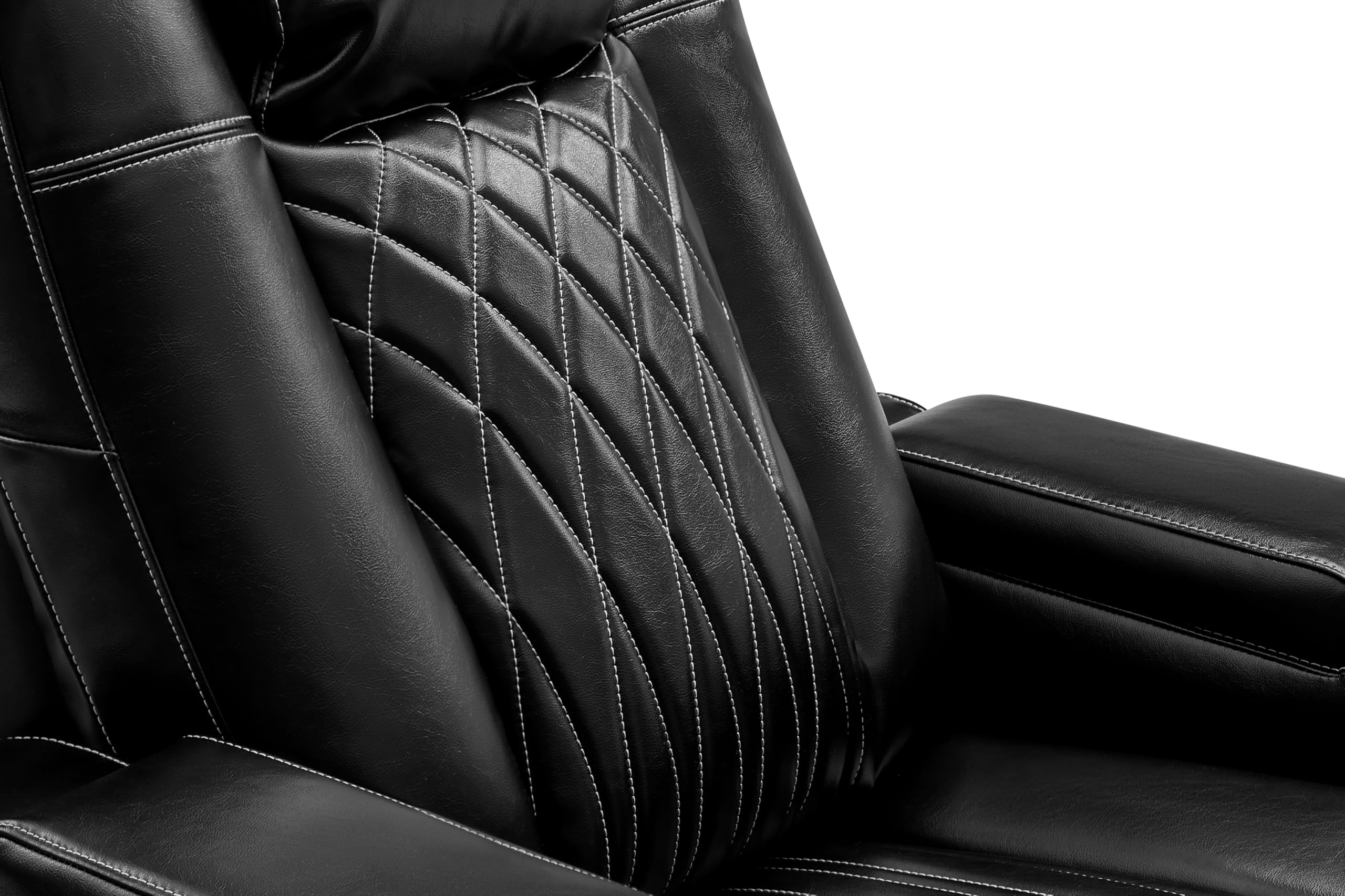 Valencia Tuscany Executive Premier Home Theater Seating with Heat & Massage, Top Grain Italian Nappa 11000 Leather Power Recliner Chair with Headrest & Lumbar Support (Row of 4 Loveseat Left, Black)