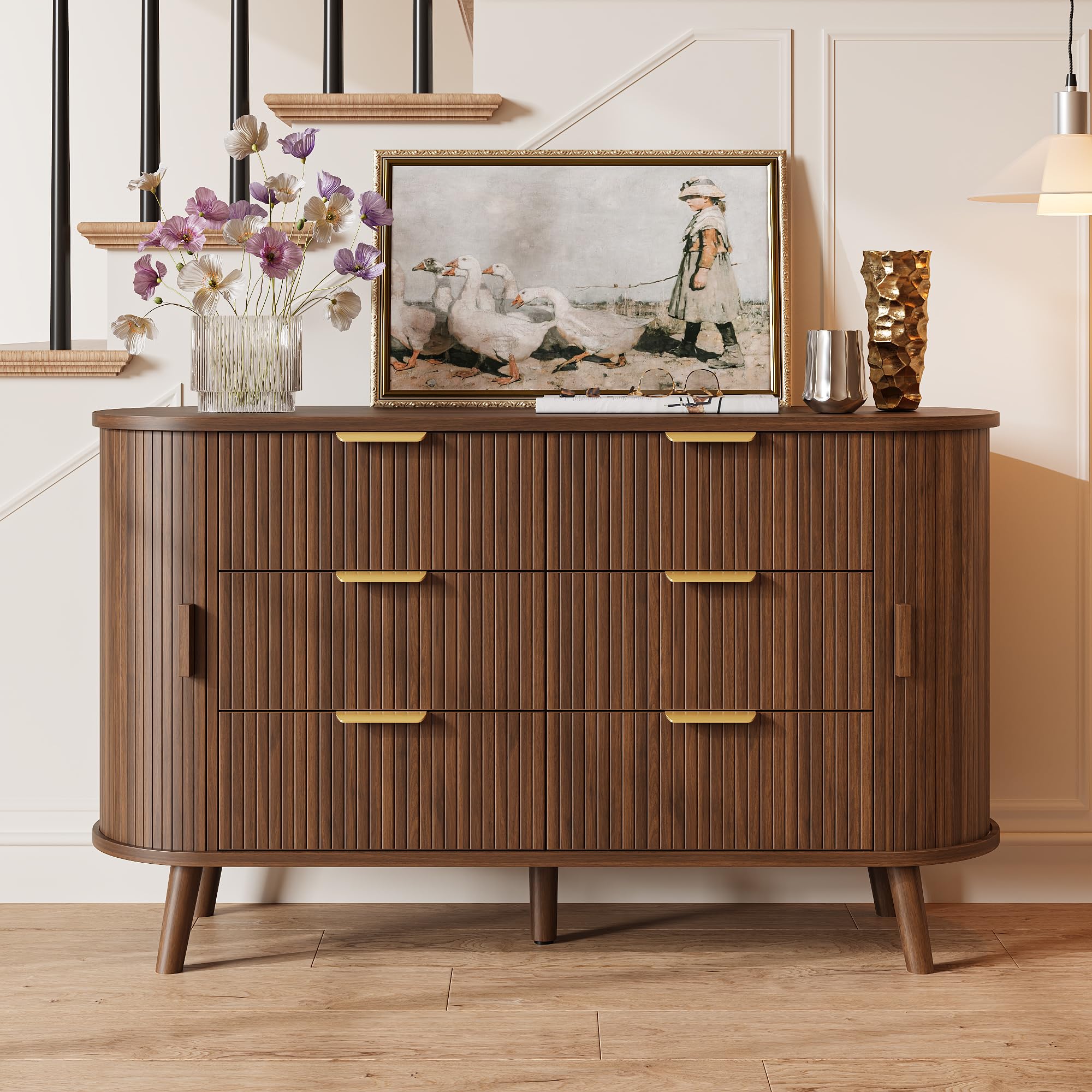 6-Drawer Dresser with Sliding Doors